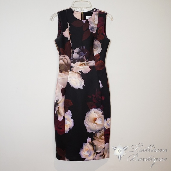 Calvin Klein Scuba Floral Sheath Dress 0P - Picture 3 of 8
